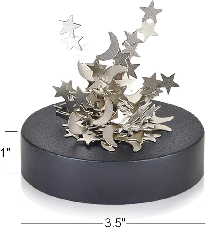 ArtCreativity Magnetic Moons & Stars Sculpture (Set of 2) - Desk Magnet Fidget Toys for Adults, Stress-Relief Office Decor, Stocking Stuffers & Educational Development Toys for Kids