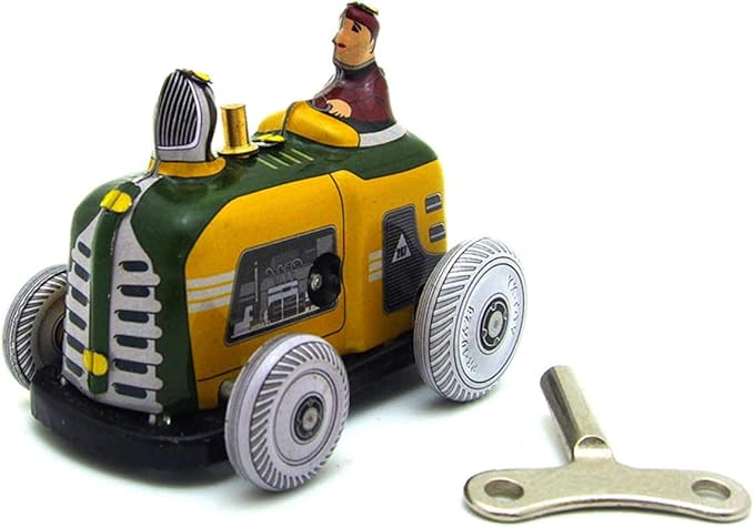 Charmgle Vintage Spring Wind Up Toys Clockwork Tinplate Toy, Small Tractor Playthings Christmas Stocking Stuffers Gifts Home Ornament Adult Collection