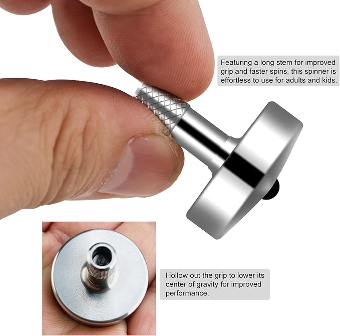 DjuiinoStar Premium SS Spinning Top: 5-11 Minutes, Lengthened Stem, Easy to Twirl, CNC Machined, Great Time Killer, EDC Fidget Toy DST-806