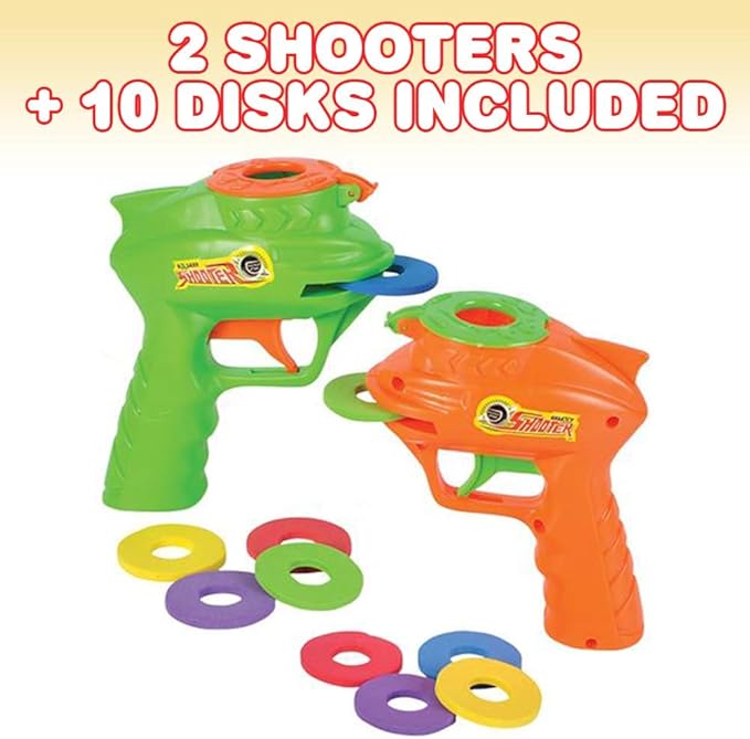 ArtCreativity Foam Disc Launcher, Set of 2 Disk Shooter Toy Guns with 1 Gun and 5 Flying Disks Each, Outdoor Games and Activities for Summer, Backyard, and Picnic Fun, Best Gift Idea
