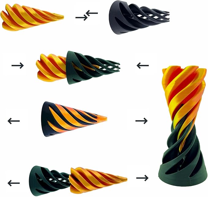 Christmas Stocking Stuffer 3 Packs Impossible Cone,Spiral Cone Fidget Toy Impossible Pyramid Passthrough Toy,3D Printed Spiral Cone Fidget Toy,Mini Vortex Thread Illusion Desktop Deco Souvenir Gift
