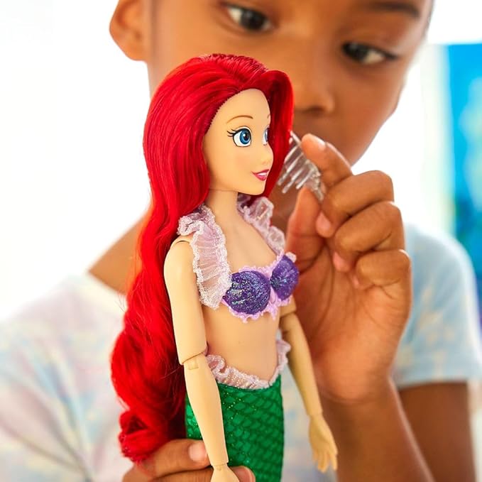 Disney Store Official Ariel Story Doll - 11 Inches - Includes Coloring Book and Additional Dress, Princess Doll in Classic Outfit, Disney Princess Toys for Girls