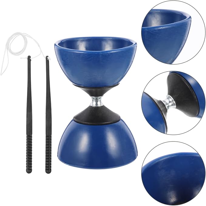 ibasenice Chinese Yo-Yo Diabolo Set with Hand Sticks - Durable Rubber Juggling Toy for Beginners & Kids - Traditional Skill Game for Outdoor Play and Fitness, Blue (4.72 x 3.34 inches)