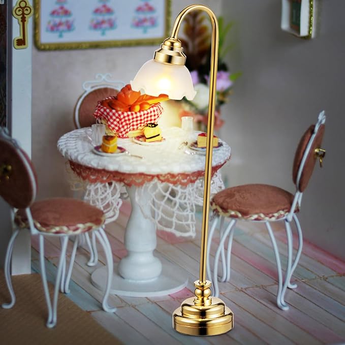 Toyvian 2pcs Miniature Dollhouse Lamp, Dollhouse Lights, 1 12 Scale Accessories Floor Lamp, LED Miniature Doll House Lights Battery Operated for Doll House Lighting