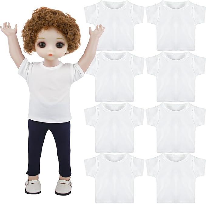 8 Pcs 18 Inch Boy Doll T Shirt Clothes Sublimation 18’’ Doll Outfits Accessories Classical Tee Shirts Fit 18 Inches Doll for Doll Decoration DIY Pretend Play