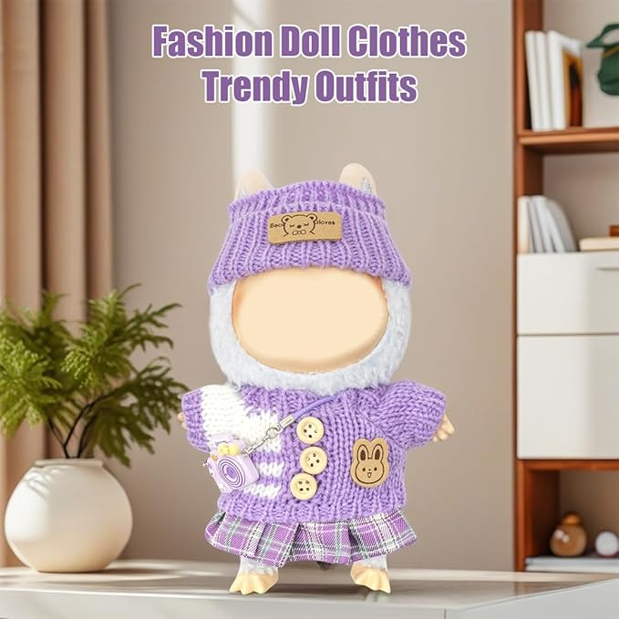 Clothes for Lububu 17cm Dolls(NO Doll) for Lububu Doll Outfits with Accessories Suit for Lububu Cute Stylish Dress Up Set Easter Gifts