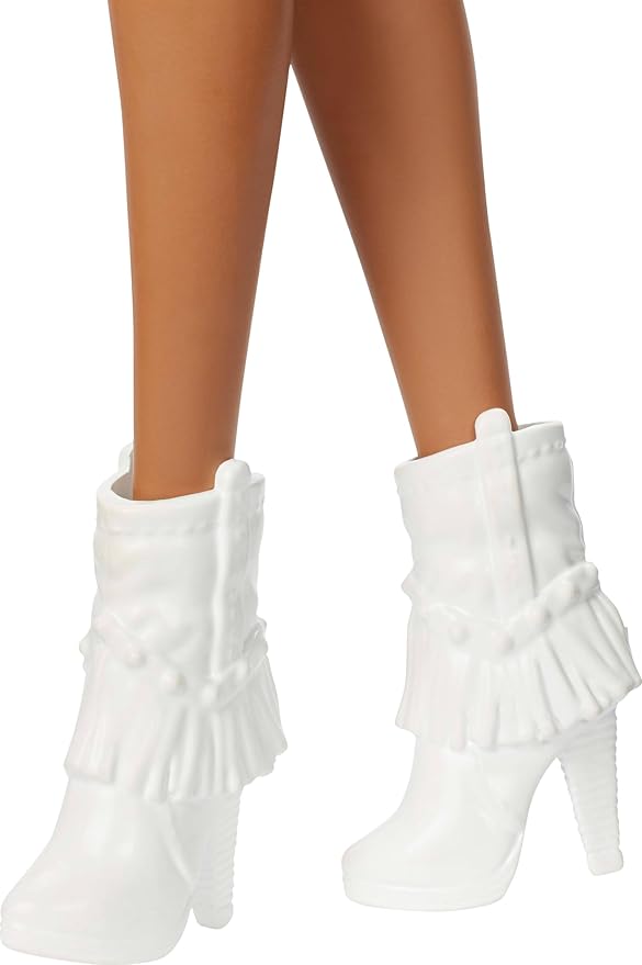 Barbie Fashionistas Doll #239 with Black Hair Wearing Sparkly Silver Fringe Dress with Western Accessories Like White Cowboy Hat and Boots