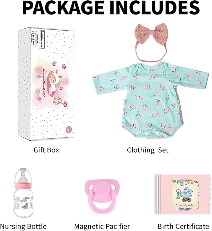 SCOM Lifelike Reborn Baby Dolls Girl - Felicia, 17-Inch Realistic-Newborn Baby Dolls with Weighted Soft Cloth Body, Real Life Cute Reborn Dolls with Gift Box for Kids Age 3+