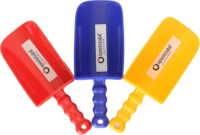 Spielstabil 3 Pack - Large Sand Scoop Beach Toys (1 Red, 1 Yellow, 1 Blue) - Made in Germany