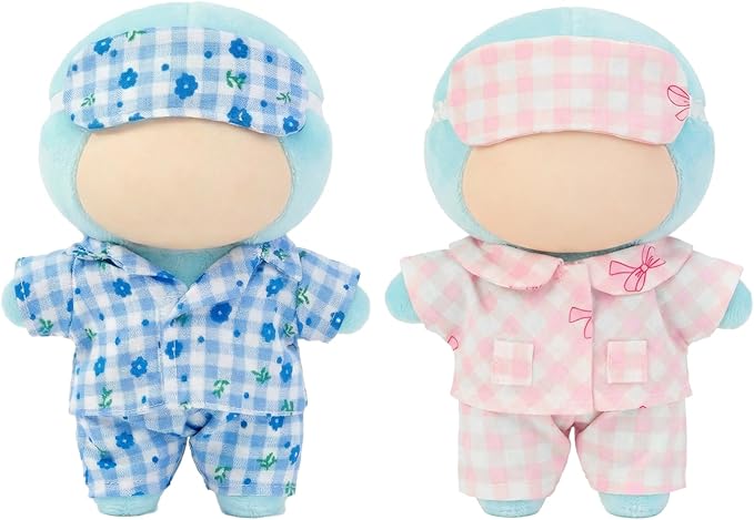2 Sets 17cm Doll Clothes, 17cm Doll Pajamas Outfit with Accessories, Good Night Bedding Pajamas Clothes Set, Sleep Pants Eye Masks, Dress Up Outfit for Collectors, Gift for Women