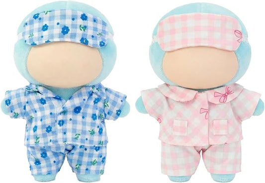 2 Sets 17cm Doll Clothes, 17cm Doll Pajamas Outfit with Accessories, Good Night Bedding Pajamas Clothes Set, Sleep Pants Eye Masks, Dress Up Outfit for Collectors, Gift for Women