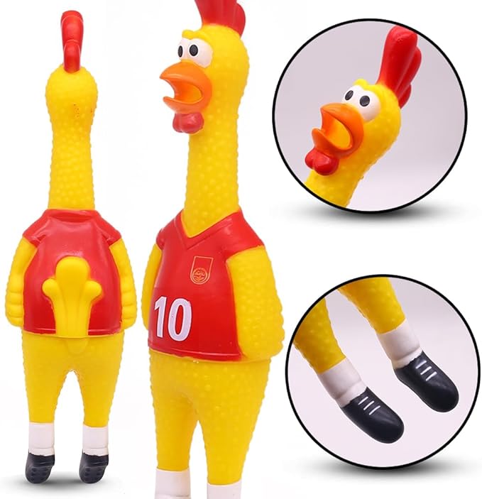 POPLAY 14inch Rubber Chicken Grade Latex Squeeze Chicken Prank Novelty Pet Toys for All Age Groups Gift for Children Family Dogs