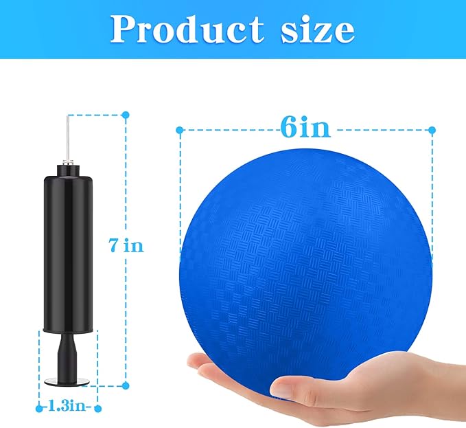 Yunsailing 24 Pack Dodgeballs Bulk 6 Inch Operation Christmas Playground Balls Rubber Bouncy Inflatable Kickball with Pump for Kids Adult Outdoor Handball Game Christian Donation Gift (Blue)