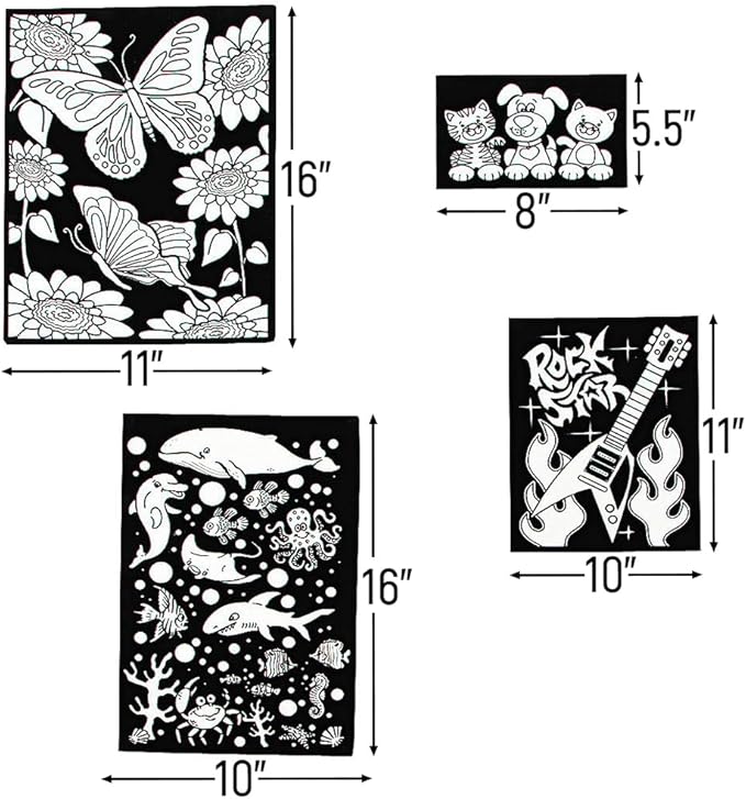 Fun Express Color Your Own Fuzzy Poster Assortment - Creative Craft Kit for Kids Ideal for Art Projects Birthday Parties Home Activities Fun Decorations & Creative Play - 24 Pieces