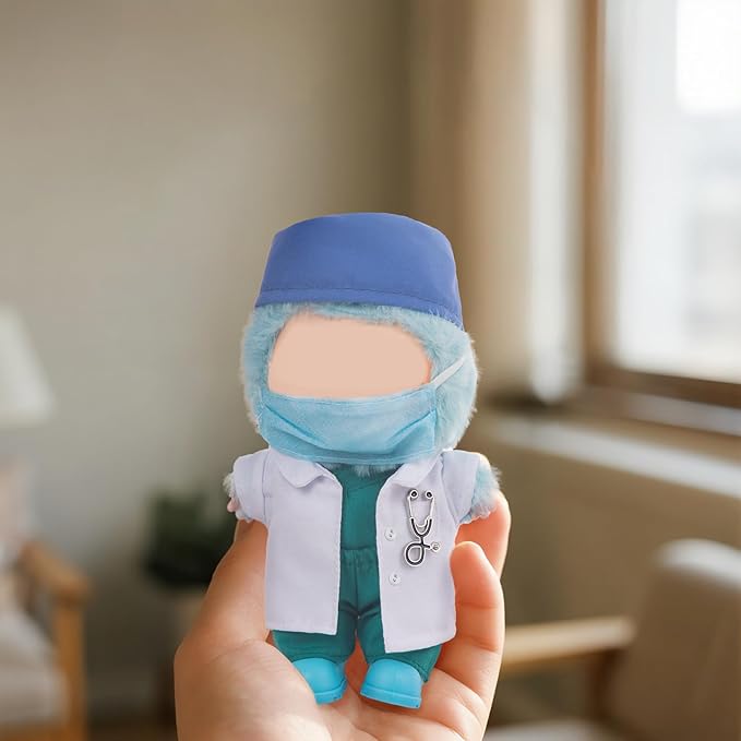 Compatible with Labubu Doll Medical Outfits Clothes and Accessories Set Designer,17cm Doll Clothes Outfits Use for Labubu(White)