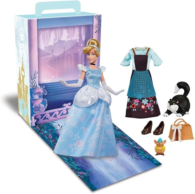 Disney Store Official Cinderella Story Doll - 11 Inches - Includes Coloring Book and Additional Dress, Princess Doll in Classic Outfit, Disney Princess Toys for Girls