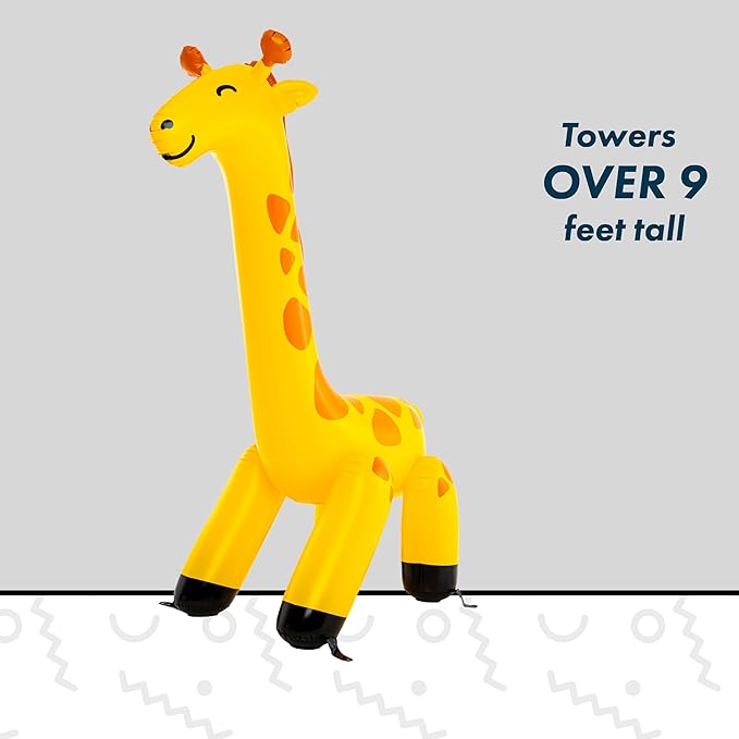 Giant Giraffe Inflatable Sprinkler for Kids, Backyard Water Toy with Simple Inflate/Deflate, Fun Summer Activities
