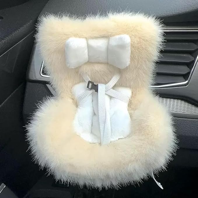 Ezcora Accessories for 10-17cm Dolls, Doll Car Seat with Clip onto Car Air Vent, Includes Seat Leg for Desktop Display (Beige)