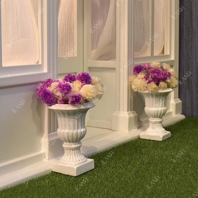 iLAND Miniature Dollhouse Accessories, 2pcs Dollhouse Plants w/Dry Flowers (2pcs Mini Urn Planters w/Flowers)