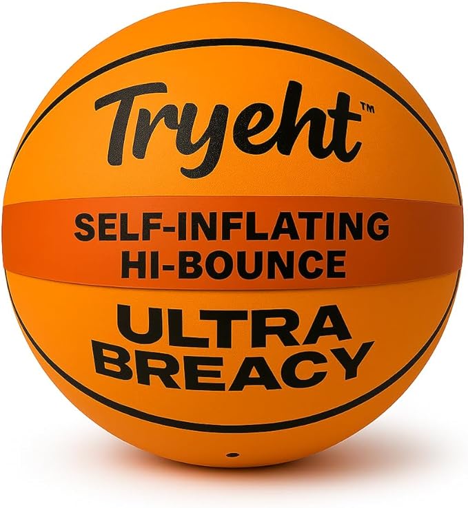 Mini Basketball, 5-Inch Self-Inflating Rubber Ball – No Pump Needed, High-Bounce Breacy Ball for Indoor Mini Hoop & Outdoor Play (Orange)