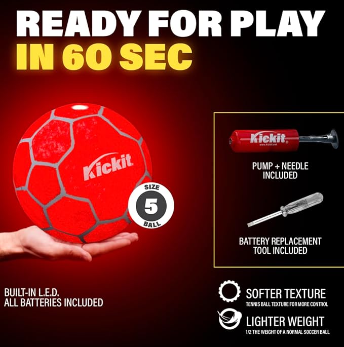 Kickit Soccer Tennis Game Set, Portable 6.5' Wide x 2' High Net & Soft Lightweight Ball, Play Outdoors, Indoors, Backyard, Beach, Complete Skills Training & Travel Friendly, Original
