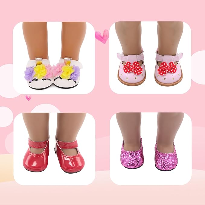 7 Pairs of 18 Inch Doll Shoes ( Random from 20) and 2 Pairs of Doll Socks Accessories Fit American Dolls