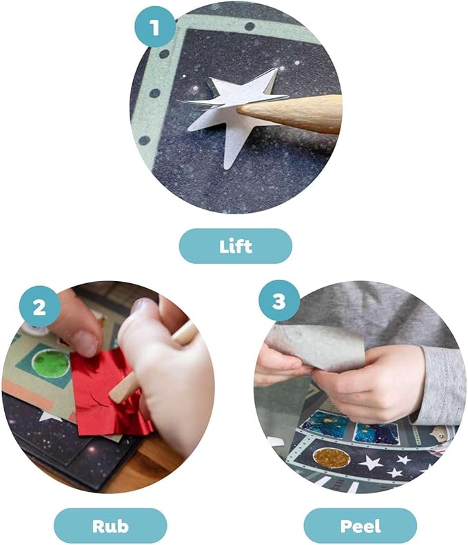 Tiger Tribe Foil Art Kit - Space Adventures DIY Craft Set for Kids, Includes Foil Sheets and Art Cards for Creative Fun