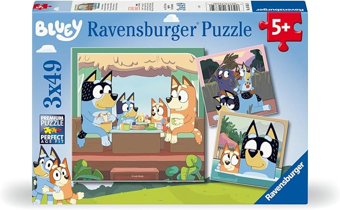 Ravensburger Bluey Toys - 3X 49 Piece Jigsaw Puzzles for Kids Age 5 Years Up - Gifts for Children