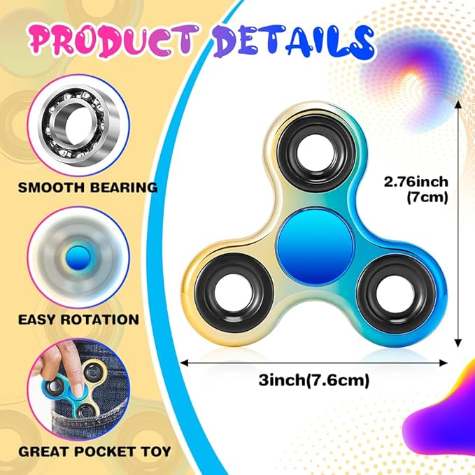 Fidget Spinner 2 Pack, Metal Fidget Spinners Fidget Toys for Adults and Kids, Christmas Party Favors, Stress Relief Hand Spinner, Autism Finger Spinner Focus Toy(Rose Gold&Blue Gold)