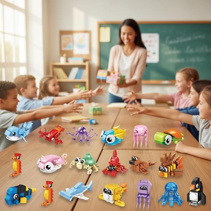 Party Favors for Kids - 24 Pack Animals Building Blocks for Goodie Bags Stocking Stuffers Classroom Prizes Birthday Gifts Toy Building Sets for Kids 6-12yrs