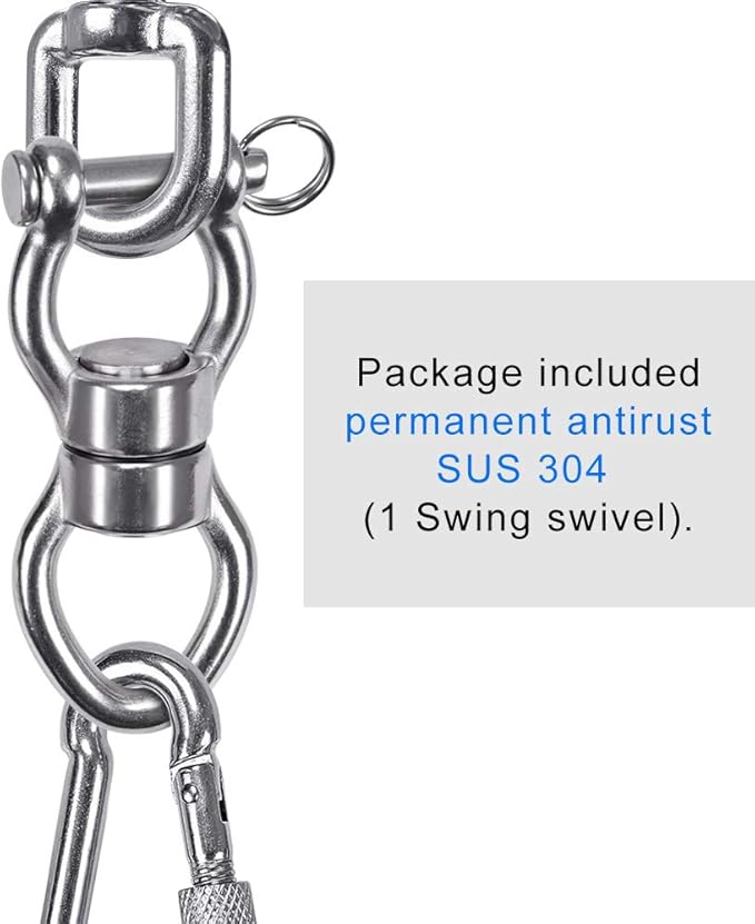 SELEWARE Silent Bearing Swing Swivel, 360° Rotational Device Hanging Accessory with Removeable Buckle for Tree Swing, Hammock Chair, Climbing Rope, Yoga, Kids Swing Swivel 1200LB Capacity, 2 Pack