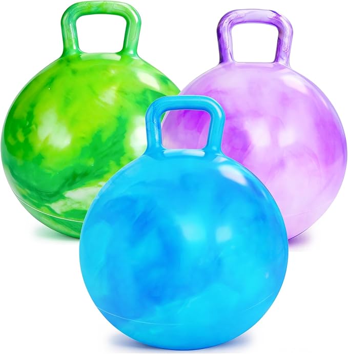 Hymaz 3 Pack Bouncy Ball with Handle, 22 inch Hopper Balls with Air Pump for Kids & Teens, Clouds Bounce Exercise Ball Hopping Toys for Boys Girls Birthday Gifts Holiday Activities Fun Races