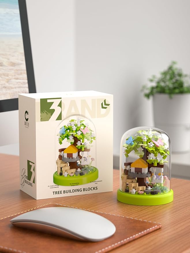 Summer Green Shade Tree House Bonsai Tree House Building Toy Flowers Set Ideas Building Blocks Complete with Dust Cover