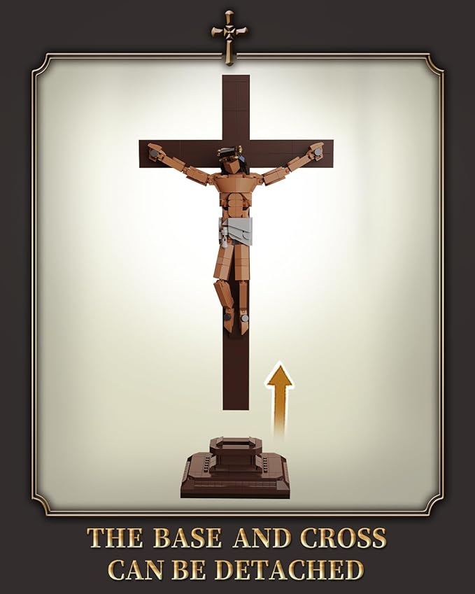 Jesus Crucifixion Building Blocks Set, Compatible Lego Religious Christian Toy Gift for Adults & Kids, Bible Story Model for Home Church Office Decor, 588 PCS