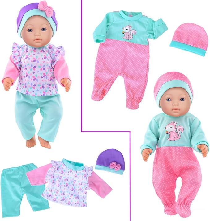 iBayda 10 Sets Doll Clothes & Accessories Include Rompers, Outfits for 14-17 Inch (35-43cm) New Born Baby Dolls (Doll Not Included)