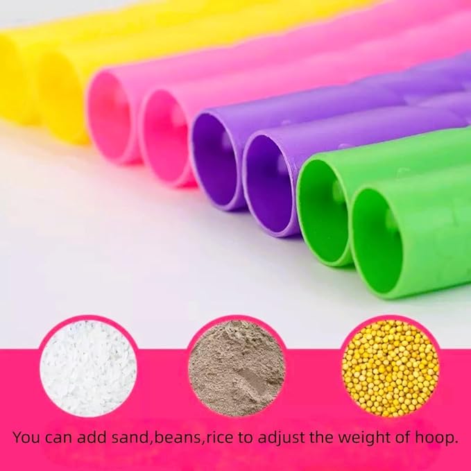 Kids' Fitness Hoop - Beginner (3-12 Years) | Two Specs: 23.65"(7 Sections) / 27" (8 Sections) Adjustable Size/Weight | for Exercise, Games | Random Colors (Pink, Purple, Green, Yellow)