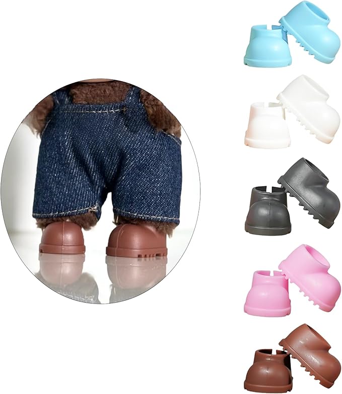 Shoes for 17cm Doll(No Dolls), 5 Colors Available, Adding a Cute and Stylish Touch to Your 17cm Dolls，Silicone Doll Rain Shoes Boots(Light Blue, Pink, White, Black, Brown