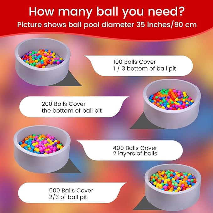 MoonxHome Ball Pit Balls for Toddlers, BPA Free Crush Proof Plastic Toy Balls for Ball Pit, Children's Pool Water Toys, Macaron Ocean Balls for Play Tent 2.15 Inch Pack of 100 200 500 800 1000