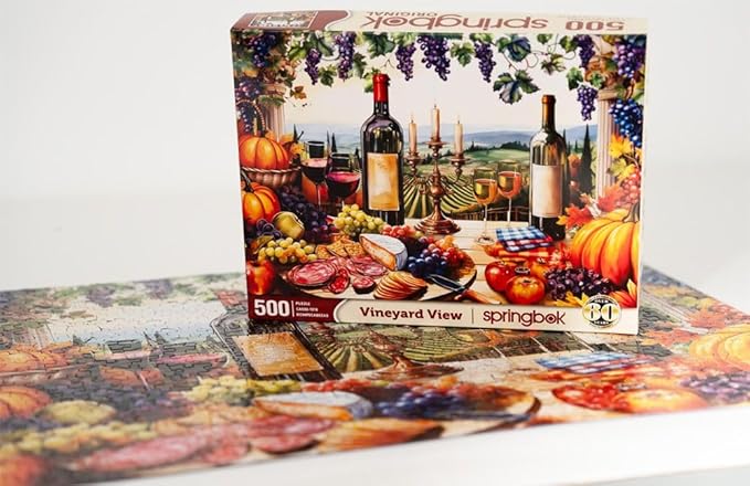 Springbok Vineyard View 500 Piece Jigsaw Puzzle for Adults - Wine and Fall Puzzle - Unique Cut Pieces - Made in USA