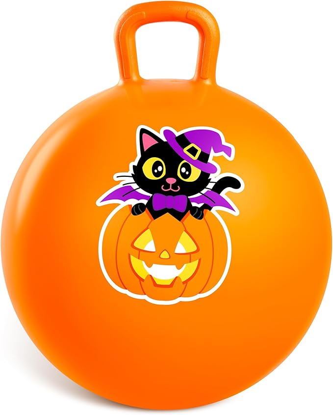 PlayZap Hopper Balls for Kids 3-8, Orange 18 Inches Bouncy Ball with Handle, Inflatable Bouncing Jumping, Hippity Hop Toys Girls Boys Gifts