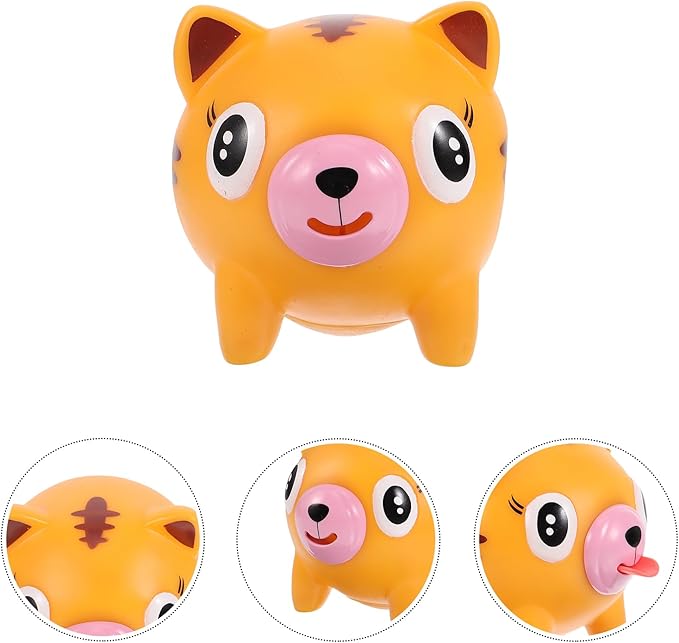 TOYANDONA Squeeze Toy for Kids - Tiger Tongue Stick Out Animal Tongue Out Toy Squeeze Ball for Stress Relief Fun Kids Adults Birthday Party Favors Easter Basket Goodie Bag Stocking Stuffers, Orange