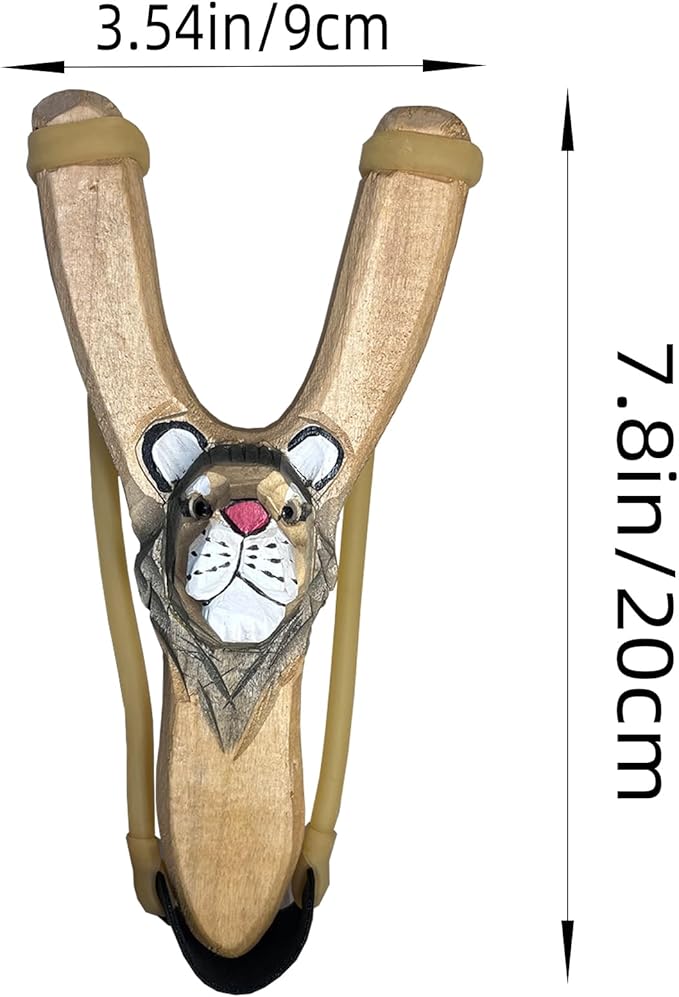 LANJAY Handmade Solid Slingshot with Personalized Carvings, Clay Balls & Pompoms, for Indoor/Outdoor Games, Hunting, Suitable for Adults & Kids