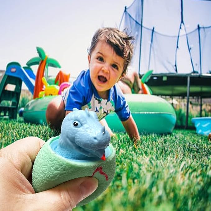 Dinosaur Egg Evil Squeeze Toys 3 Pack Funny Pop Out Dinosaurs of Egg Decompression Stress Toys for Adults Kids, Colorful Squish Fidget Toy Relief Autism Silicone Decompression Toy(Boxed)