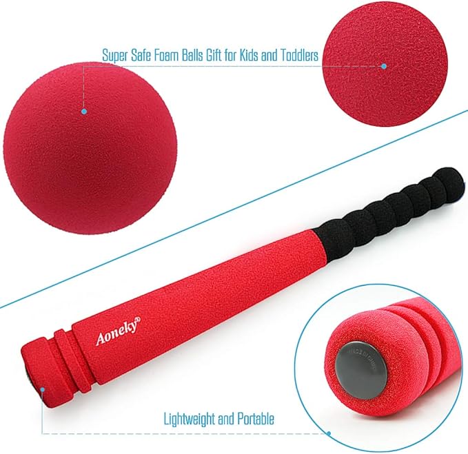 Aoneky Mini Foam Baseball Bat and Ball for Toddler, 16.5 inch