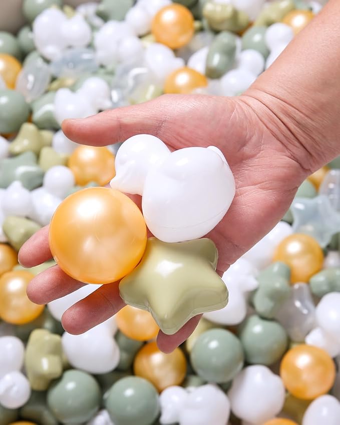 TRENDPLAY Ball Pit Balls Shapes Pastel, Duck Star Shape Non Toxic for Toddlers Kids Baby Girls Boys Dogs Soft Play,Party, 50 100 200