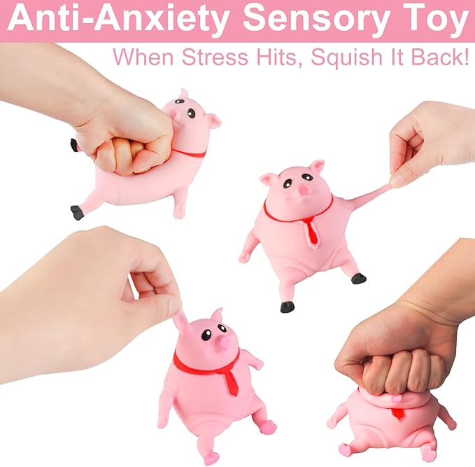 Indestructible Pig,Squishy Toys,Stretchy Glue-Sand Filled Rubber Pig,Animal High-Elastic Stretchable,Decompression Toy for Adults(5.1*5.1In)
