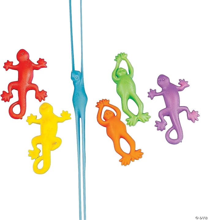 Fun Express Mini Stretchy Flying Frogs and Lizards - Bulk Set of 144 - Novelty Toys, Party Favors and Giveaways