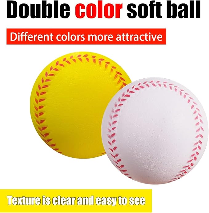 Soft Foam Baseballs - 6 Pcs Training Balls for Kids & Teenagers, Indoor/Outdoor Play (White)