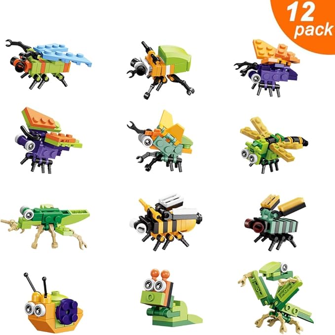 UMEELR 12 PCS Pre Filled Easter Eggs Insect 12 in 1 Mini Toys for Kids Easter Party Favors, Easter Basket Stuffers, Easter Basket Filler, Easter Gifts, Easter Egg Prizes