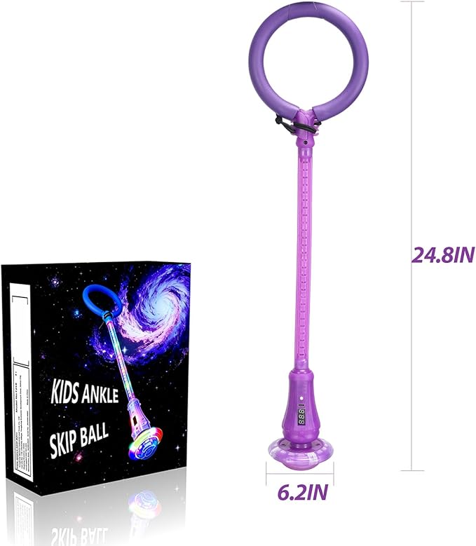 Rechargeable Skip Ball for Kids,Ankle Flashing Jump Toy Purple with LED Lights and Digital Counter, Girls Women Birthday, for Age 5 6 7 8 9 10 11 12,Indoor Outdoor Outside Sports Games